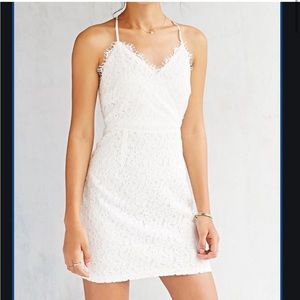 Urban Outfitters White Lace Wrap Chest Dress